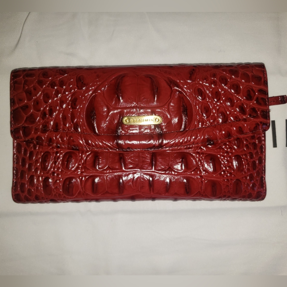 Brahmin Cranberry Melbourne Soft Checkbook Wallet